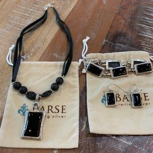 Barse sterling silver onyx necklace/bracelet/ear